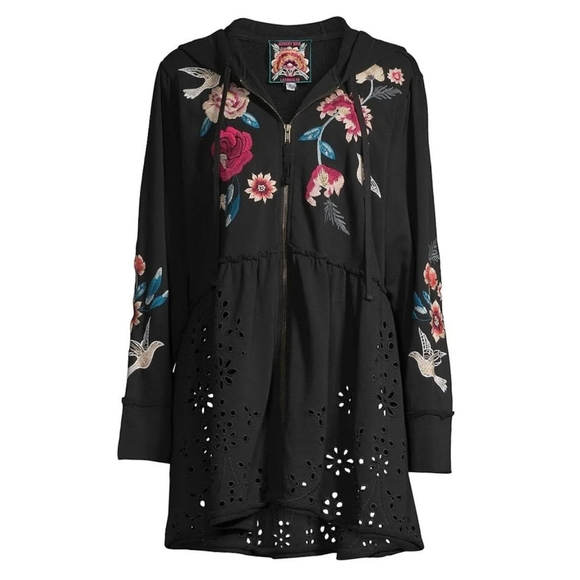 Johnny Was Floral Junia French Terry Cotton Zip Up Hoodie Jacket - Picture 15 of 15